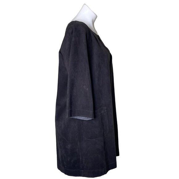 Soft Surroundings Gray Faux Suede Long Jacket, 3/4-Sleeves Women's Size S - Picture 4 of 9